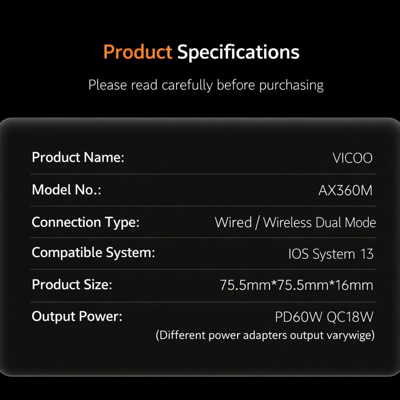 AX360M iOS Klavye Mouse Dönüştürücü – 1000Hz Kablolu Mod, Çift Ses Desteği, PD60W - Görsel 7