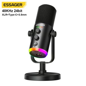 GetBlueTech ESSAGER YU7 dinamik USB canlı yayın mikrofonu RGB tasarım