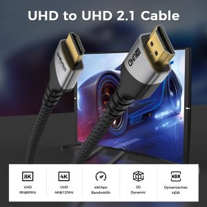 GetBlueTech HDMI 2.1 Kablo – 8K 60Hz, 4K 144Hz, 48Gbps UHD