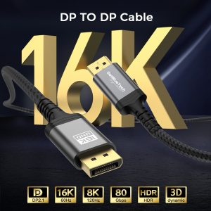 GetBlueTech DisplayPort 2.1 Kablo – 16K 60Hz, 4K 240Hz, 80Gbps
