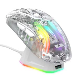GetBlueTech Attack Shark X2 Pro Şeffaf RGB Kablosuz Gaming Mouse + Şarj Docku