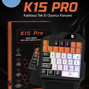 GetBlueTech K15 Pro 35 Tuşlu RGB 2.4 GHz Kablosuz ve Kablolu Tek El Oyuncu Klavyesi