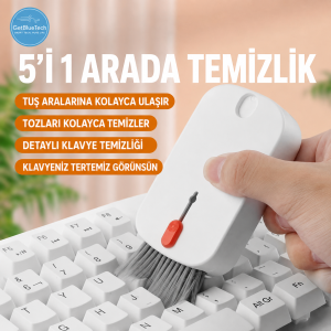 GetBlueTech Q5S 5’i 1 Arada Ekran ve Klavye Temizleme Seti – 18 ml Sprey Hazneli